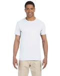 Man wearing a plain white t-shirt on a white background