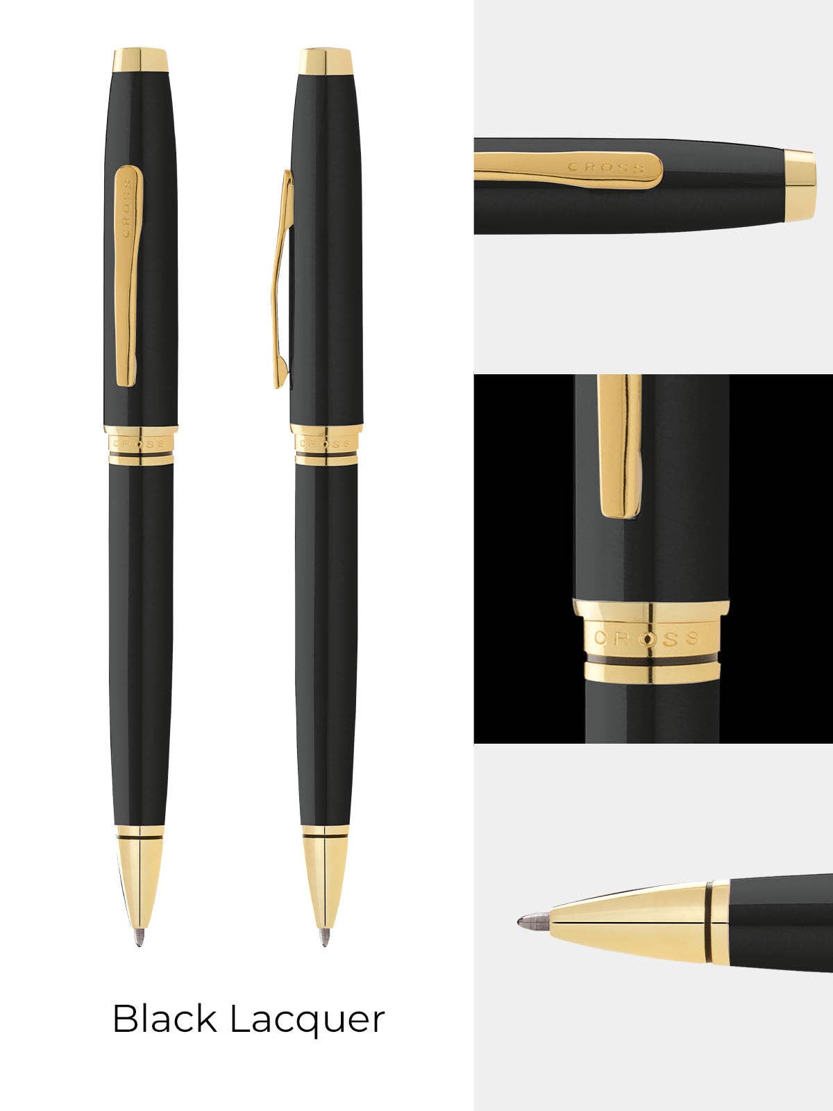 Black lacquer pen with gold accents on a white background